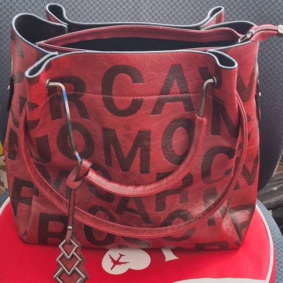 65.Split Leather Pattern Letter Handbag. NWNT - Picture 3 of 5